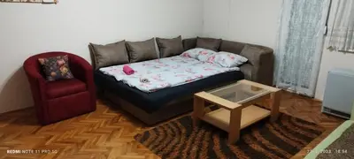 a living room with a couch and a chair at Apartman LENA in Arandjelovac