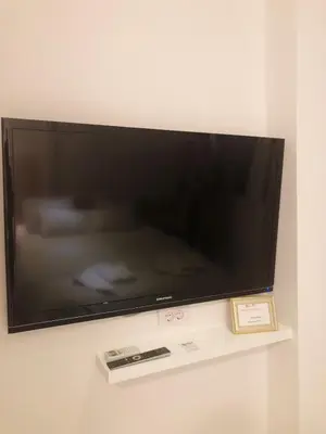 a large flat screen tv on a wall at Apartmani Paku in Belgrade