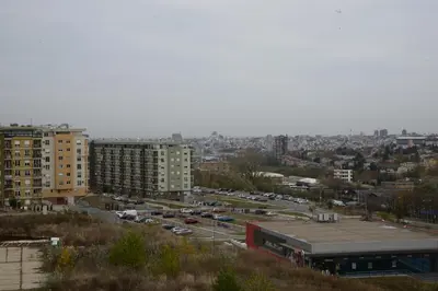 a view of a parking lot in a city at Zap apartman in Belgrade