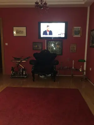 a living room with a chair and a flat screen tv at LOVE in Belgrade