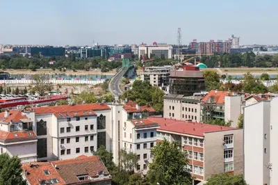 a view of a city with buildings at Panorama View Belgrade in Belgrade