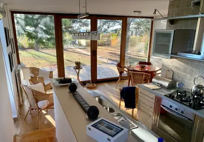 a kitchen with a sink and a counter top at Belegis Villa in Stari Banovci