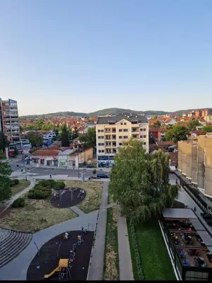 an aerial view of a city with buildings at Apartment Marina in Arandjelovac