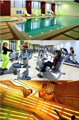 a group of people in a gym with a swimming pool at Sweet Home in Belgrade