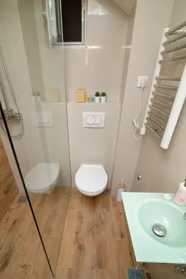 a bathroom with a toilet and a sink at Vracar Vuk 2 in Belgrade