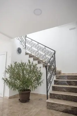 a stairway with a potted plant in a room at Apartman Niki in Arandjelovac