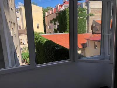 a view from a window of a city at TD City Center Apartment in Belgrade