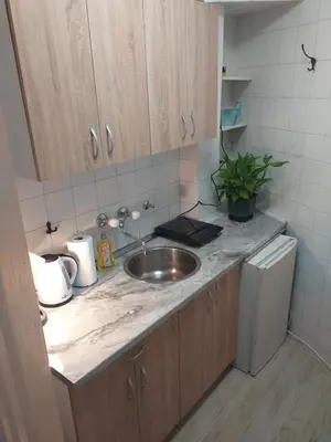 a kitchen with a sink and a counter top at Skadarska Blue in Belgrade