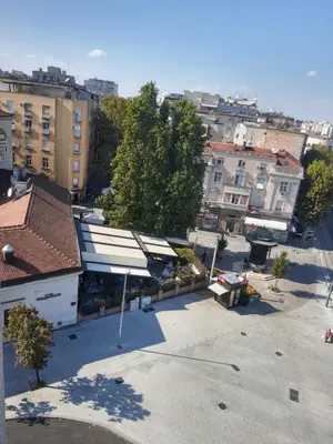 an overhead view of a city with buildings at Alexandar in Belgrade