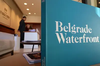 a sign that reads belgrade water practitioner in a office at Apartments Royal - Belgrade Waterfront in Belgrade