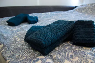 two pillows sitting on top of a bed at Dunavski Kej in Smederevo