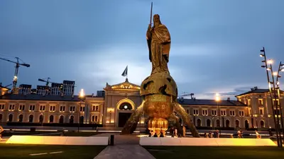 a statue of a turtle in front of a building at Balkanic Star Belgrade in Belgrade