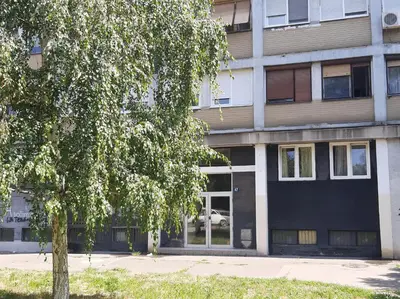 a building with a tree in front of it at Sava river in Belgrade
