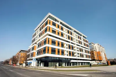 a tall building on the side of a street at Leo Executive Suite, Self Check-In, Free Garage, FAST Wi-Fi, Concierge in Belgrade