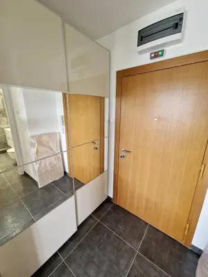 a room with a closet and a wooden door at Apartment Nena in Tošin Bunar
