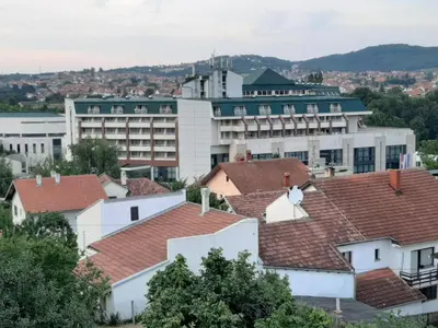 a view of a city with buildings at Apartman Talija in Arandjelovac
