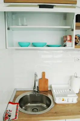 a kitchen counter with a sink and two bowls at BLUE DANUBE in Belgrade