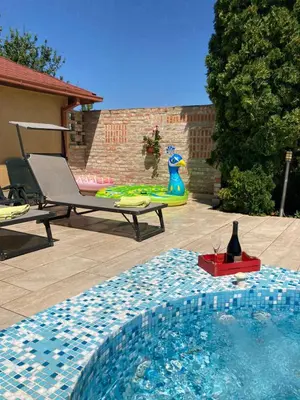 a swimming pool with a chaise lounge and a pool at Kuća na dan Villa Holiday in Sakule
