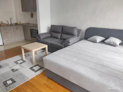 a living room with a bed and a couch at SUMICE apartment in Belgrade