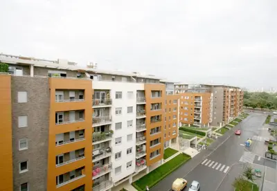 an aerial view of a city street with buildings at Apartment Moonstone 1 in Belgrade