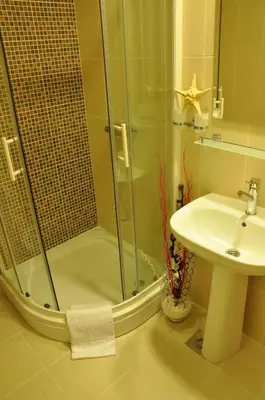 a bathroom with a shower and a sink at Apartments Legacy in Belgrade