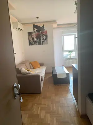 a living room with a couch and a table at Apartman ANN in Pančevo