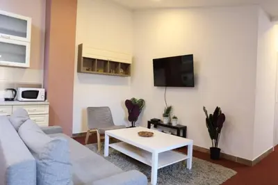 a living room with a couch and a table at Belgrade Center Apartment Nusiceva in Belgrade