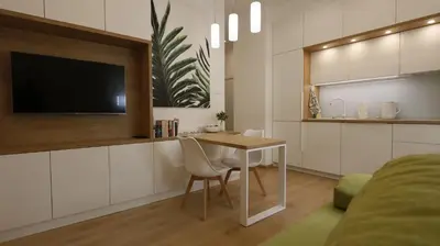 a room with a table and a tv and a bedroom at Apartment Ana, Vračar, Belgrade in Belgrade