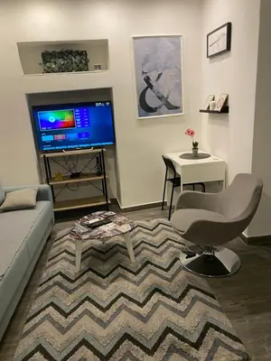 a living room with a couch and a flat screen tv at Bibi's apartment in Belgrade