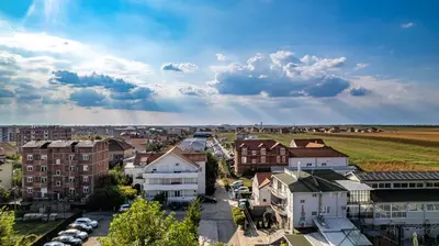 an aerial view of a city with buildings at ForS Konak Apartments in Belgrade