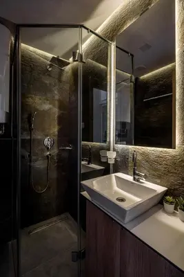 a bathroom with a sink and a shower at Belly in Vračar (historical)