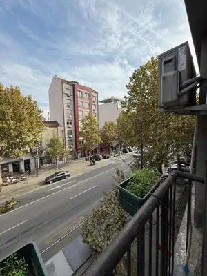 a view of a city street from a balcony at Apartment, Stari Grad, Belgrade in Belgrade