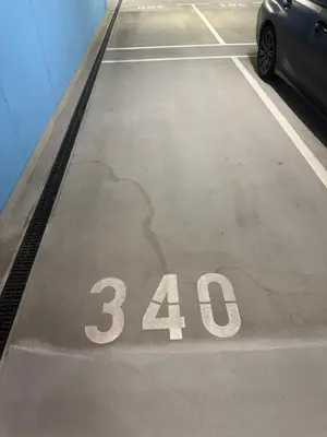 a car parked in a parking lot with the number at Downtown in Belgrade