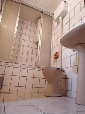 a bathroom with a toilet and a sink at Central location for you in Belgrade