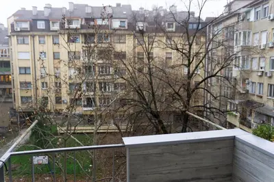 a view from the balcony of a building at Boulevards apartment in Belgrade