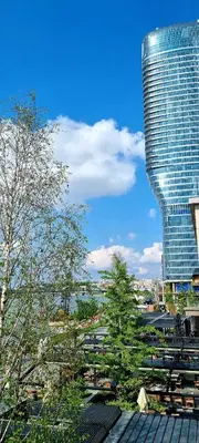a view of a city with a tall building at Belgrade Waterfront-Beograd na vodi - BW Arcadia Lux in Belgrade