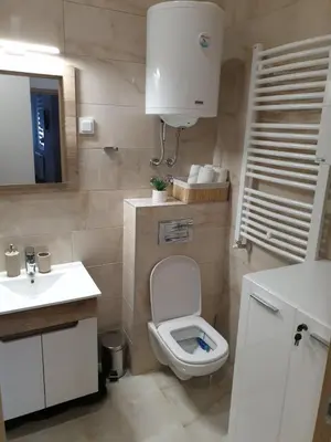 a small bathroom with a toilet and a sink at Apartman Magija in Arandjelovac
