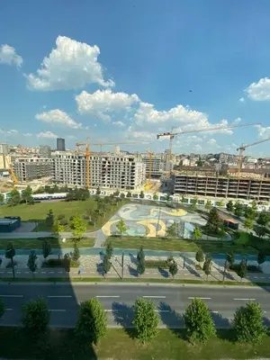 a view of a large city with construction at Aurora BW in Belgrade