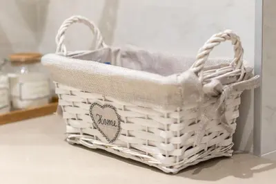a wicker basket sitting on a counter at Belgrade Waterfront Studio Apartment-Supertwins in Sajmište
