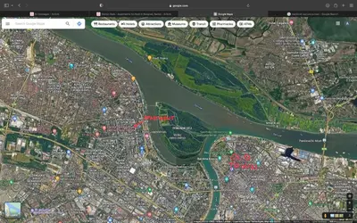 a map of a city and a river at Hidden Gem in Belgrade