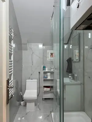 a bathroom with a toilet and a sink and a shower at Apartman Stojanović in Arandjelovac