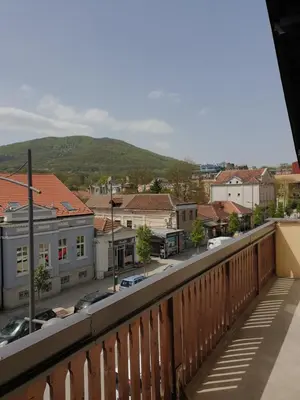 a view of a city from a balcony at Apartman Stojanović in Arandjelovac
