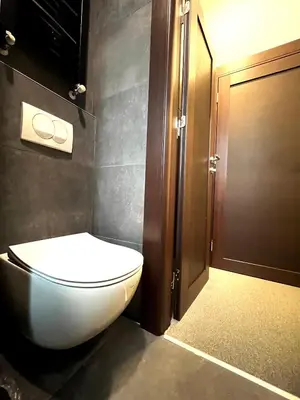 a bathroom with a toilet and a wooden door at Vinceia in Smederevo