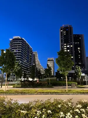 a street in a city with tall buildings at AparTwentyOne - Your Home in Belgrade in Belgrade