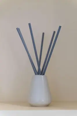a white vase with some sticks in it at President Apartman 8 in Vračar (historical)