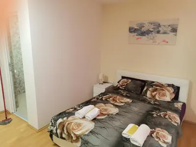 a bedroom with a bed with roses on it at ViP ROOMS PRENOCISTE 026 in Smederevo