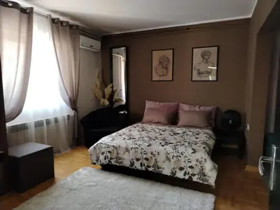 a bedroom with a bed and a window at danguba 2 in Nova Pazova