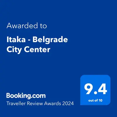 a screenshot of a cell phone with the text awarded to tika belgrade city at Itaka - Belgrade City Center in Belgrade