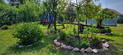 a garden with a park with a playground at Gajica konak-Orasac in Arandjelovac