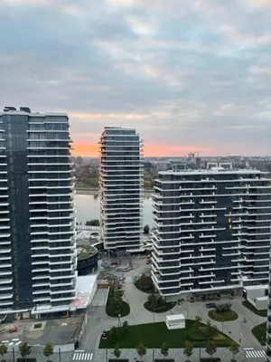 a group of tall buildings in a city at Belgrade Waterfront Luxury Studio in Belgrade